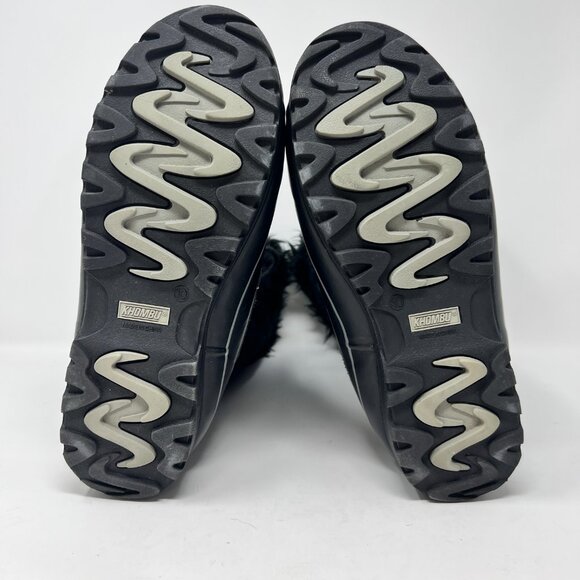 Khombu Nordic Women's Black Leather Waterproof Faux Fur Lace Boots Size 10 - Picture 5 of 6